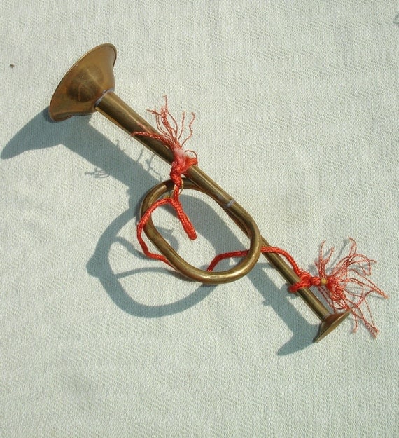 Vintage Small Brass Trumpet Christmas Decor by HarmoneesCreations