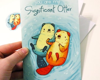 otter card, 'you are my significant otter' anniversary card, valentines day card