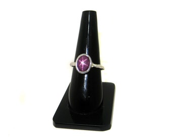Star Ruby Ring july birthstone Hammered Sterling Silver Natural Star Ruby Gemstone Engagement wedding Ring beautiful christmas gift for her