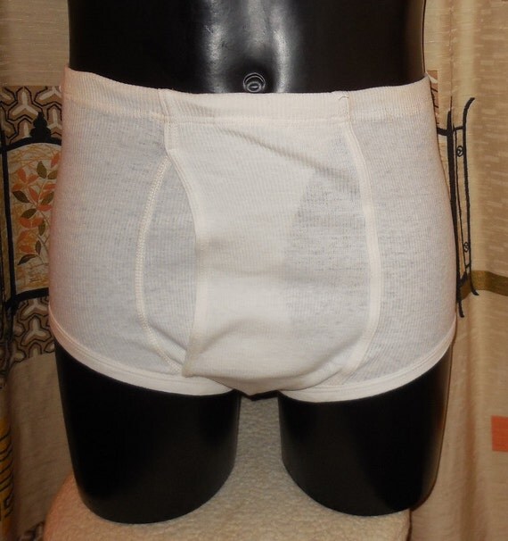 DEADSTOCK 1950s 60s Men's Underwear White Cotton Ribbed