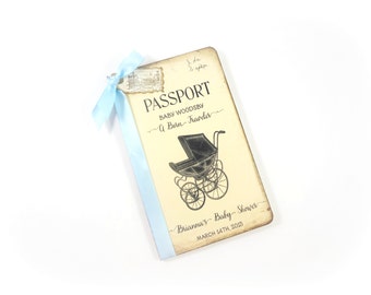 Baby Wish Book, Travel Baby Shower Guest Book, Personalized, Passport Journal, Advice for New Mom, New Baby Wishes Book