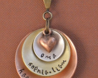 oma, custom name jewelry, nana, mimi, grandmother, mom jewelry pendant