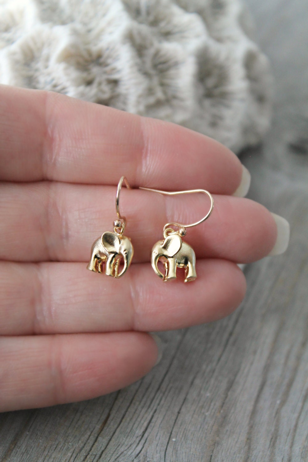 Little girl earrings Adorable gold Elephant earrings lucky