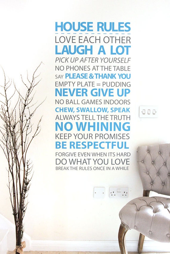 Hallway decal House rules hallway table decor decal for the