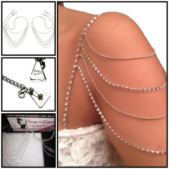 Crystal Shoulder Dress Pin Straps for Strapless Party & Wedding Gowns, Prevents Strapless Falling