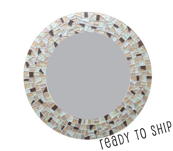 Round Mosaic Mirror Gold Silver Bronze 