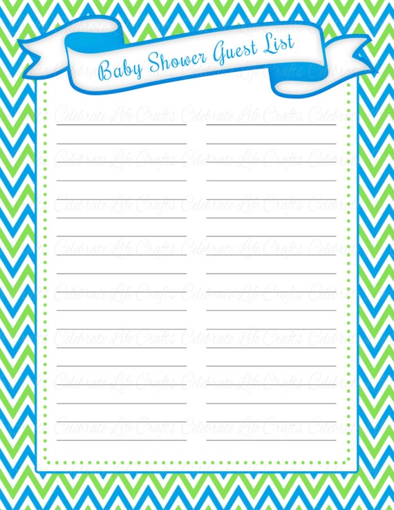 Baby Shower Guest List Printable Baby by CelebrateLifeCrafts