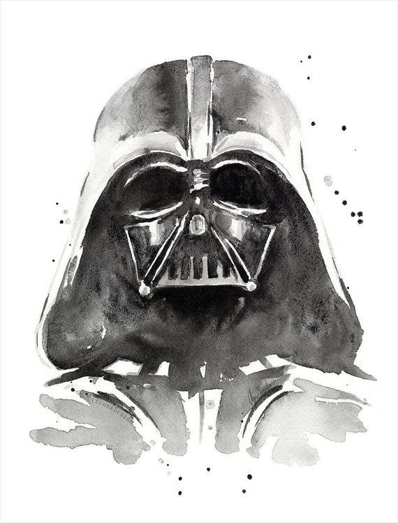 Darth Vader Watercolor Art Print The Dark Side of by