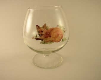 Vintage Hand Painted Cognac Glass/Fox motif