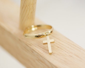 Cross Ring, Holiday Gift, Adjustable Ring, Dangle Ring, Charm Ring