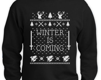 Winter is Coming Christmas Ugly sweater - mens Crewneck Sweatshirt