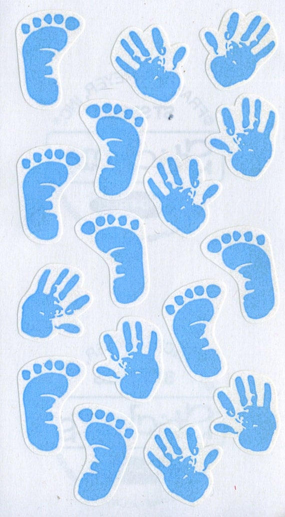 Baby Boy Hands And Feet Stickers Blue by colemanvintage on Etsy