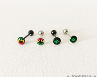 tongue piercing, tongue barbell,tongue bar, tongue barbell, tongue ring Marijuana body Jewelry rasta pot leaf surgical steel piercing