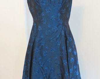 Items similar to Gorgeous Blue Brocade Silk Ramine Dress (sizes: 2,4,6 ...