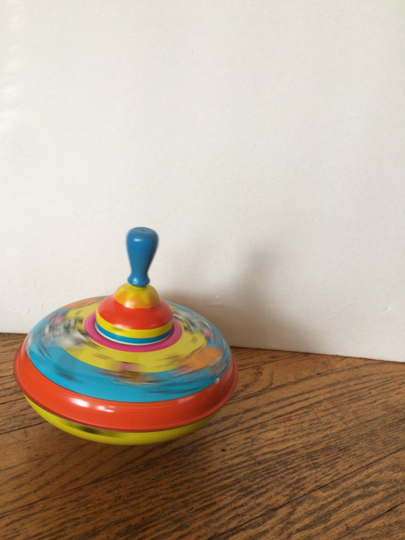 Mid-Century Spinning Top Ohio Art Toy Metal by TizaVintage on Etsy