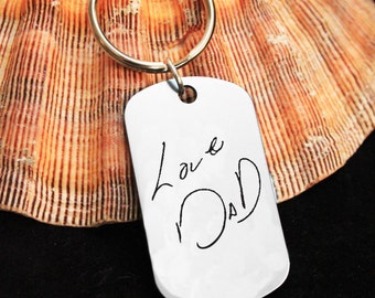 Custom Handwriting Keychain - Handwriting Keychain - Memorial Keychain - Signature Jewelry - Signature Keychain - Personalized Engraved