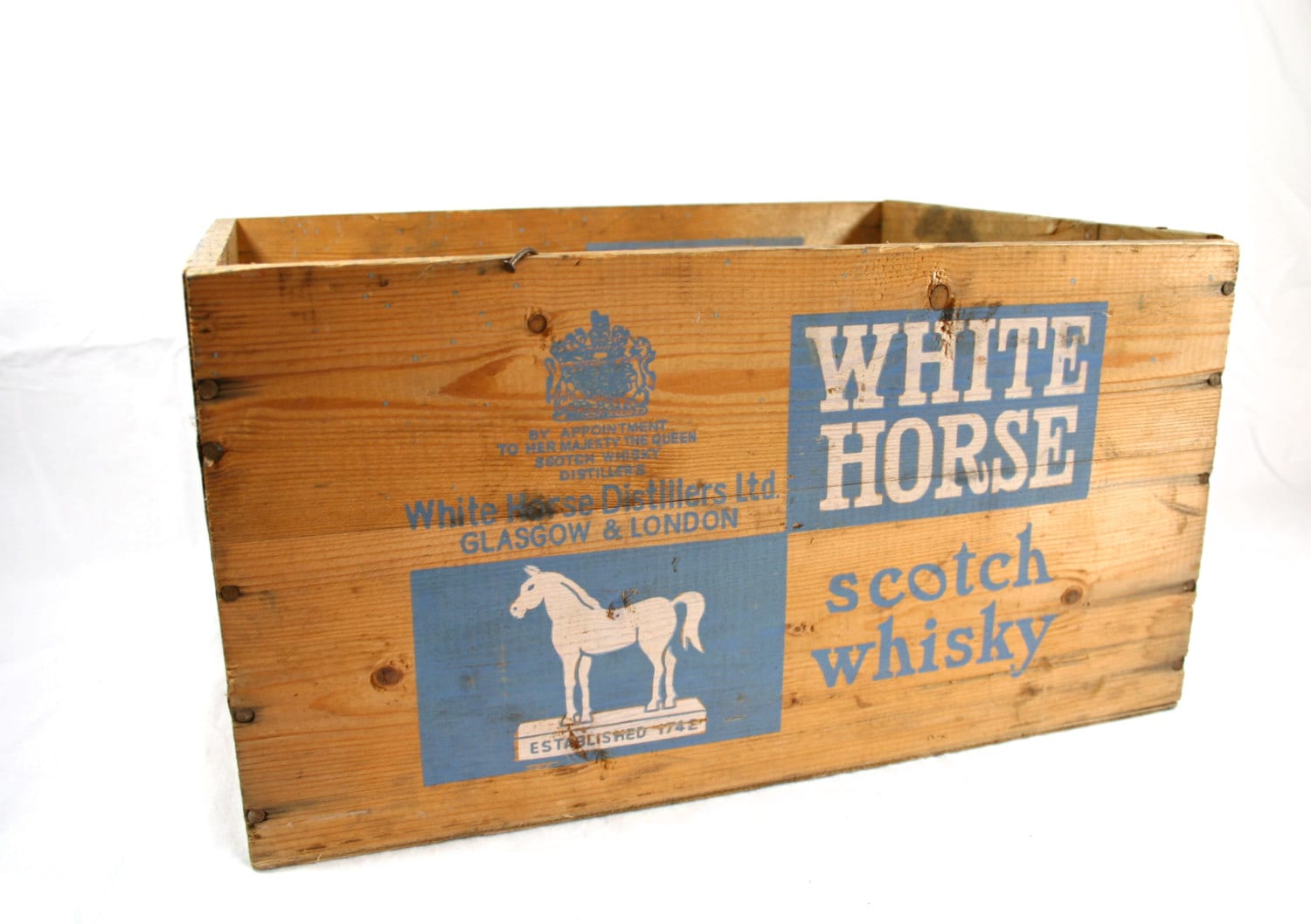 Wood Whiskey Box Scotch White Horse Whiskey Crate Rustic Wood