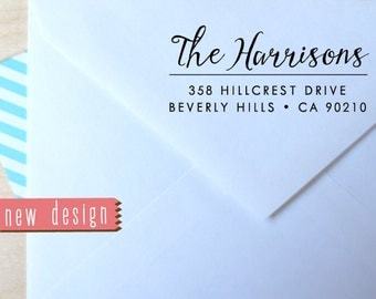 CUSTOM pre inked address STAMP from USA, self inking stamp, pre inked custom address stamp, rsvp stamper with proof, calligraphy stamp b5-74