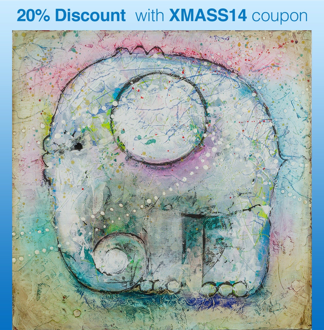 White elephant Painting 12 Original Hand Made by CalinaLefter