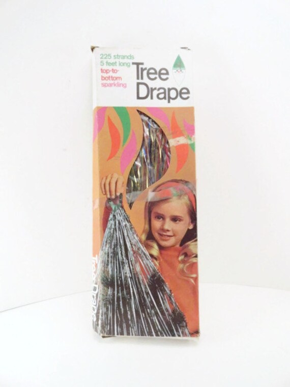 Vintage Doubl Glo Tree Drape Tinsel Vintage Multi colored