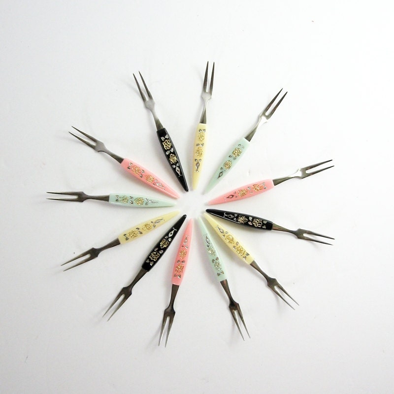 Vintage Cocktail Forks Box Set of 12 Forks Vintage Party Forks