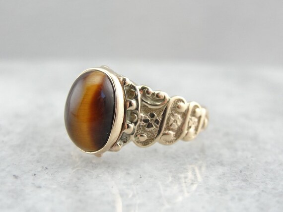 Antique Victorian Ladies Tigers Eye Cocktail Ring NFQ569-R