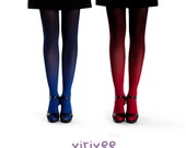 Hand dyed ombre tights and screenprinted tights. by virivee