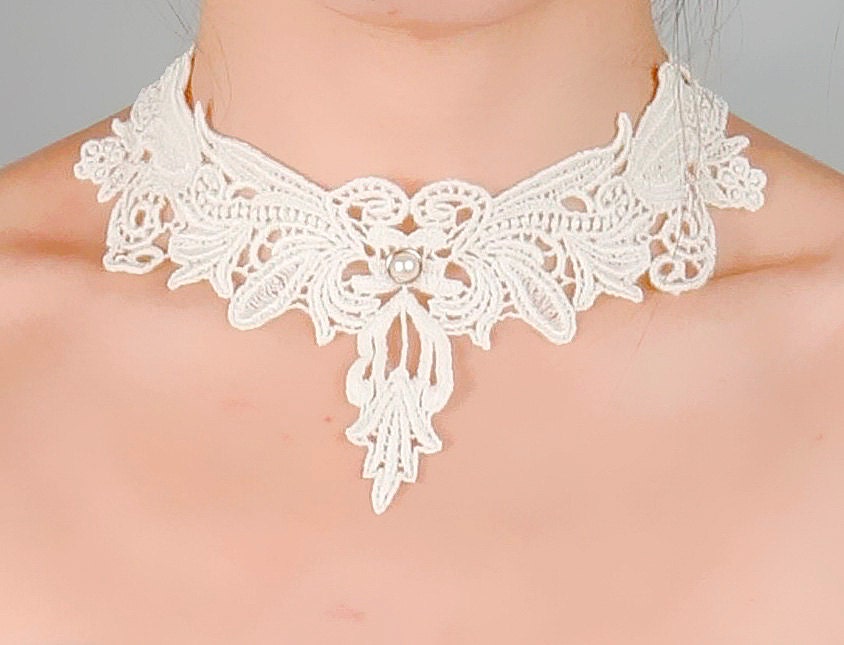 SALE gothic white/blue/black lace choker necklace - victorian vintage steampunk jewelry gift // steampunk buy now online