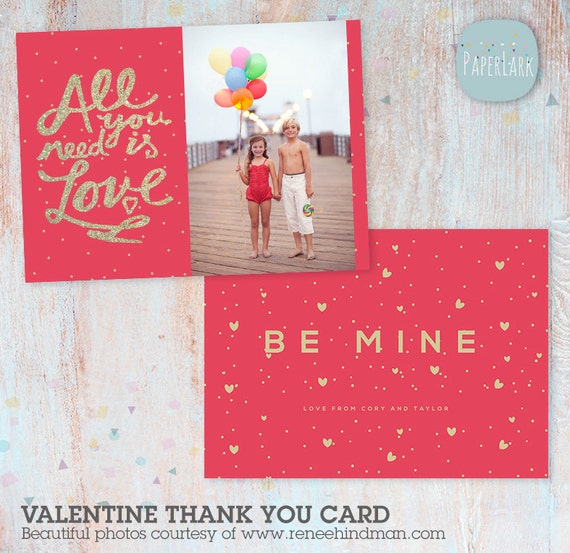Valentines Day Card - Photoshop template - AV022- Instant Download