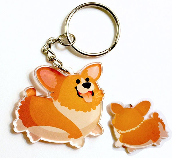 corgi plush keychain