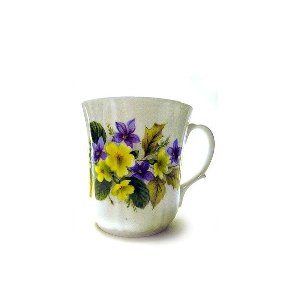 Vintage Duchess Bone China Mug Yellow Purple Flowers Pattern