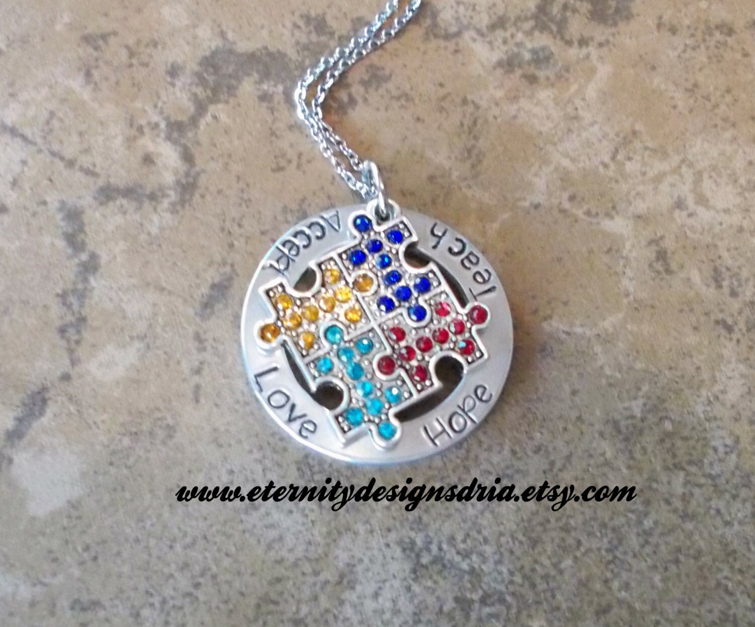 Personalized Autism Awareness Necklace Accept Love Hope