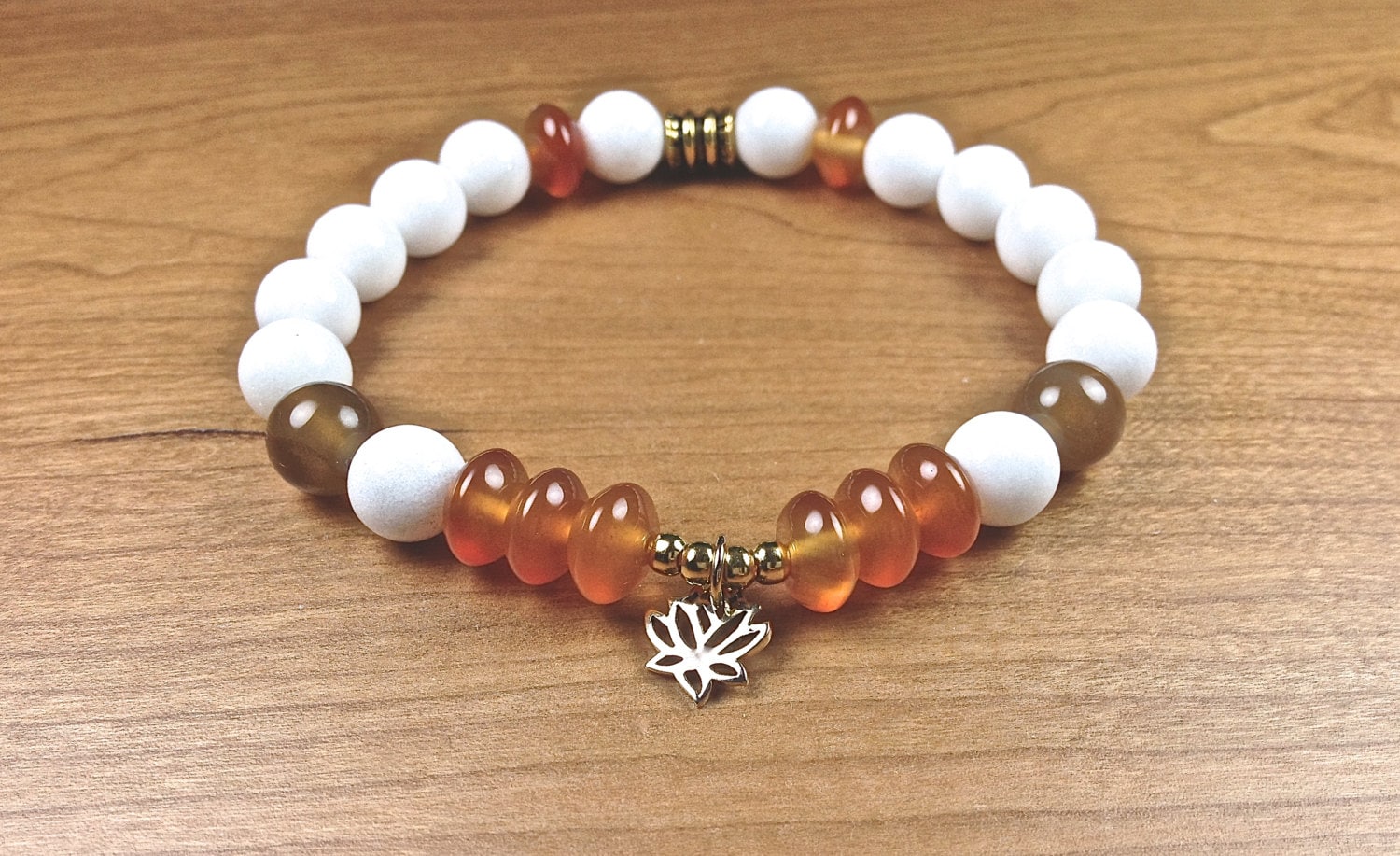 Lotus Flower Bracelet Carnelian Lotus by LarisJewelryDesigns
