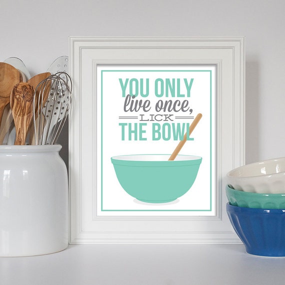 Lick the Bowl Print, Kitchen Decor, Art for Kitchen, Kitchen Art, Kitchen Poster, Pyrex Bowl, Baking Gift, Baking Art, Funny Kitchen Art