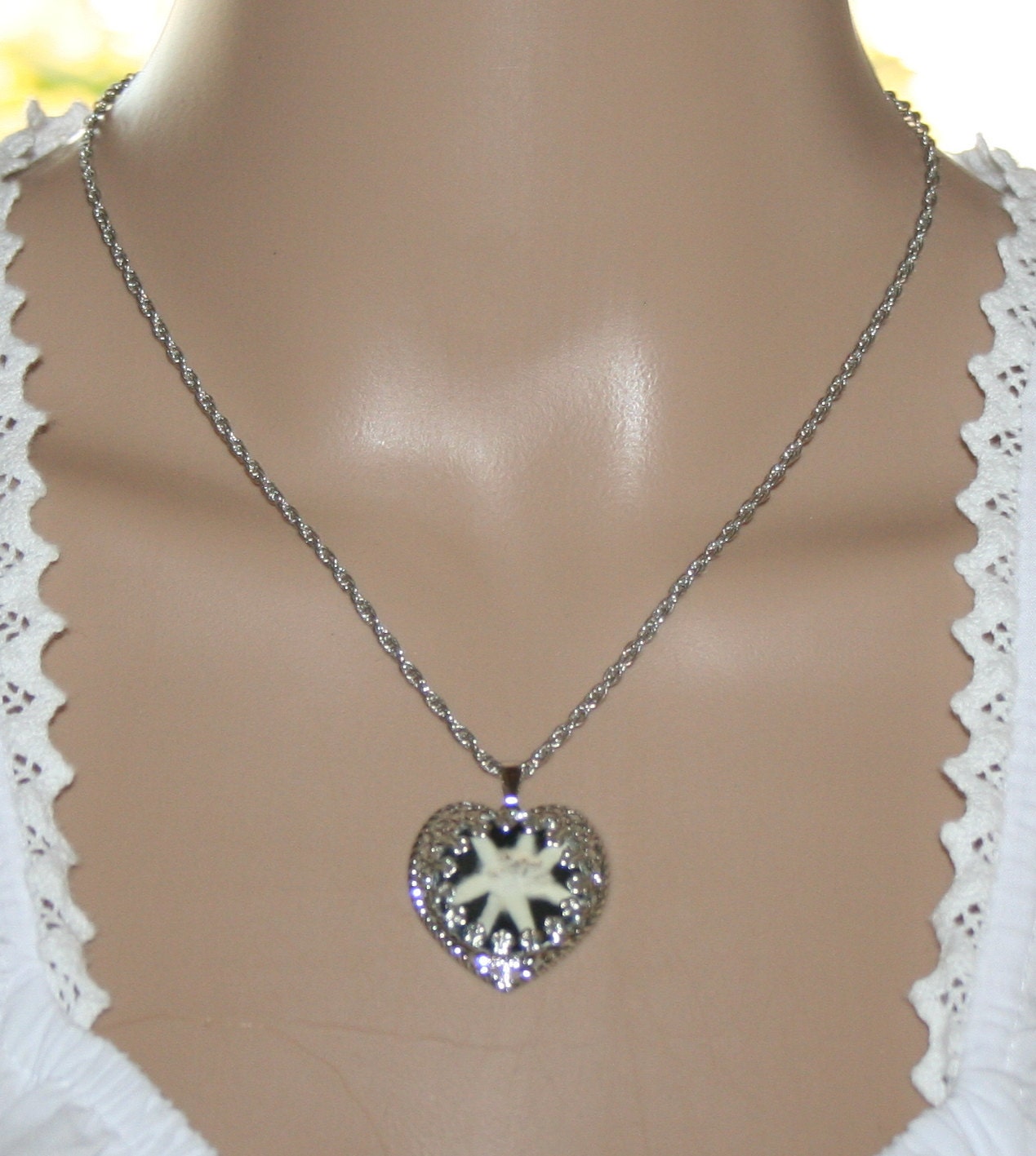 Edelweiss necklace with real natural edelweiss