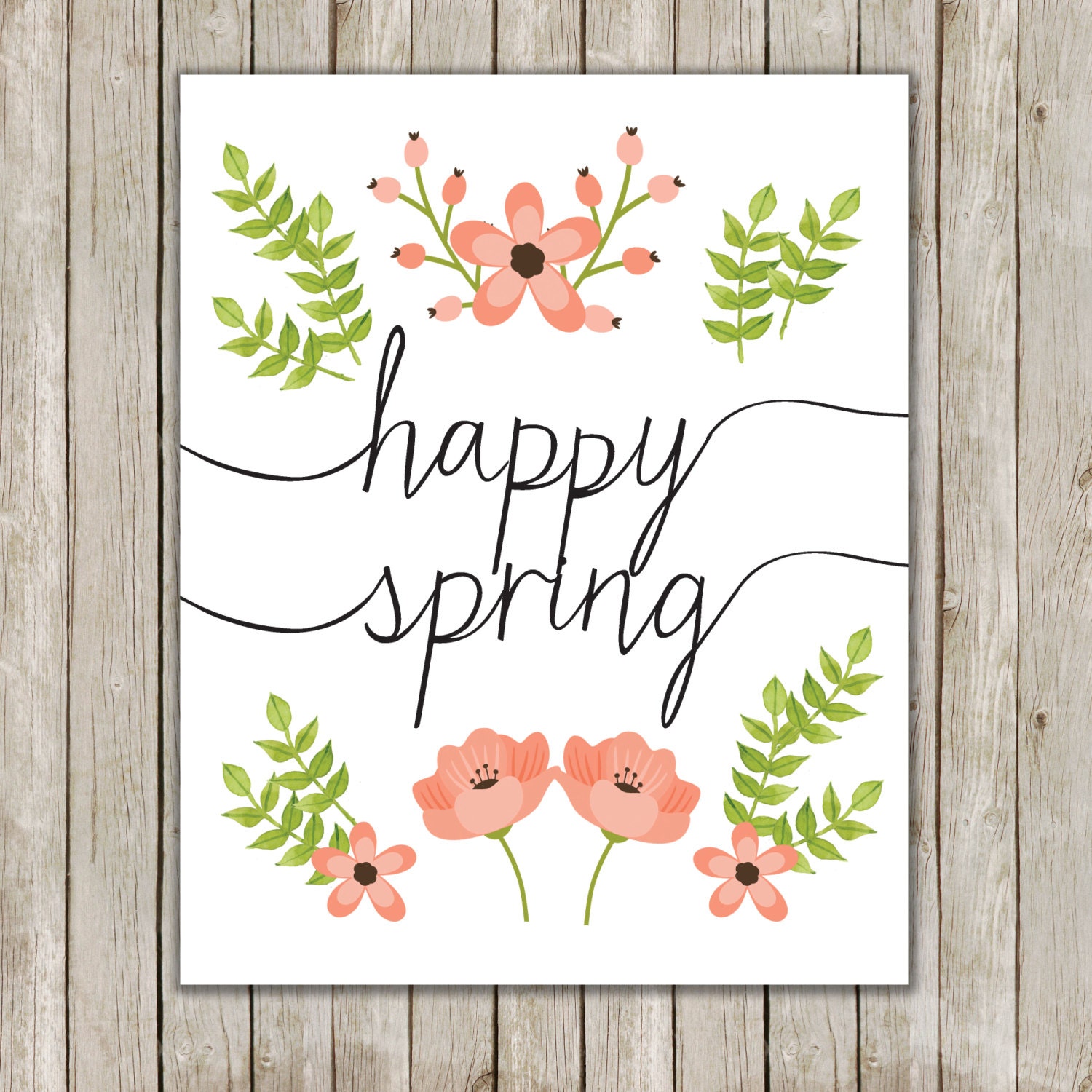 8x10 Happy Spring Printable Art Typography Art Poster