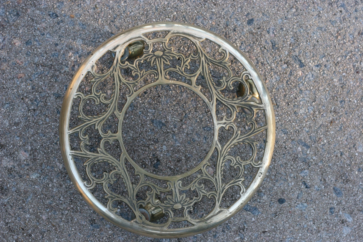 Vintage Brass Rolling Brass Plant Stand / Brass Plant Stand