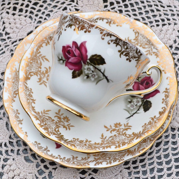 Vintage English Fine Bone China Tea Set Trio By Royal Standard