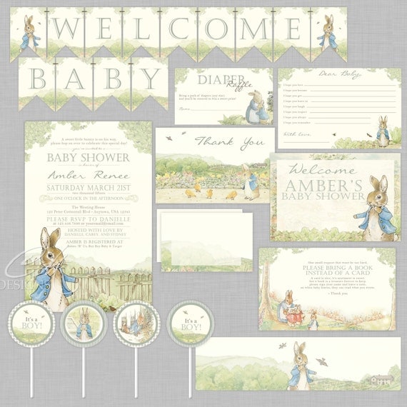 Peter Rabbit, Boy Baby Shower Invitation