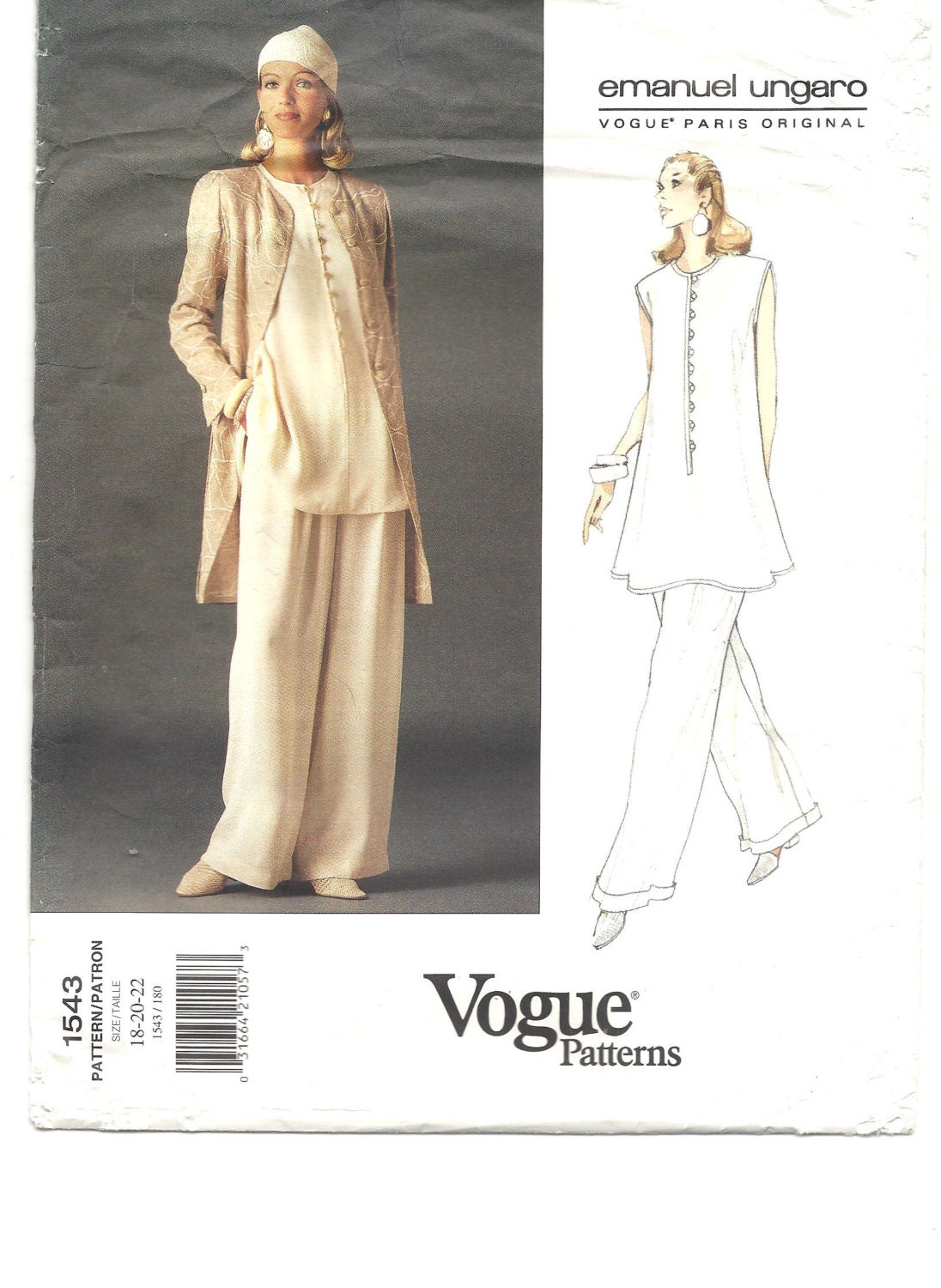 VOGUE PARIS ORIGINAL Sewing Pattern Designer Emanuel Ungaro