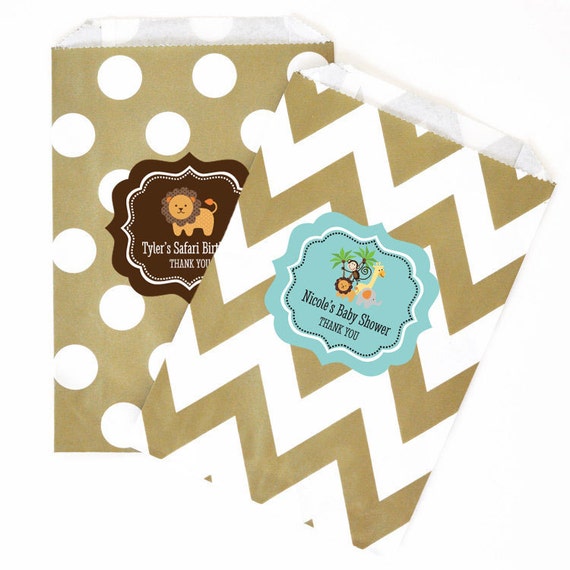 Items similar to Jungle Baby Shower Favor Bags Safari Animals Candy