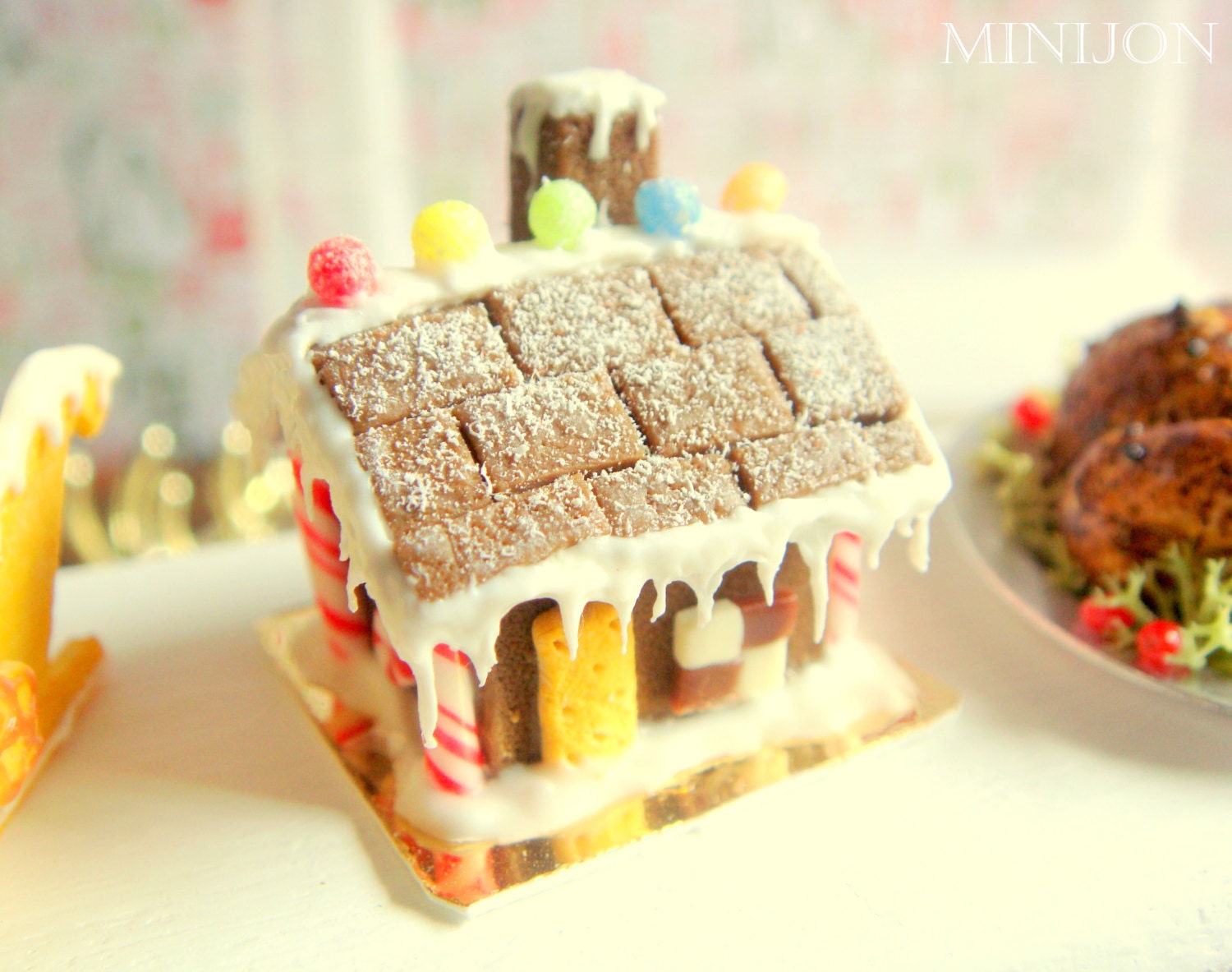 SALE Miniature Gingerbread House Dollhouse Christmas by miniJon