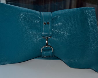 Items similar to Leather Clutch in Teal Green Thick Cow Leather on Etsy