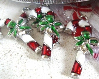 Christmas charm, Christmas Candy cane charm,Christmas jewelry charm, small tree decoration