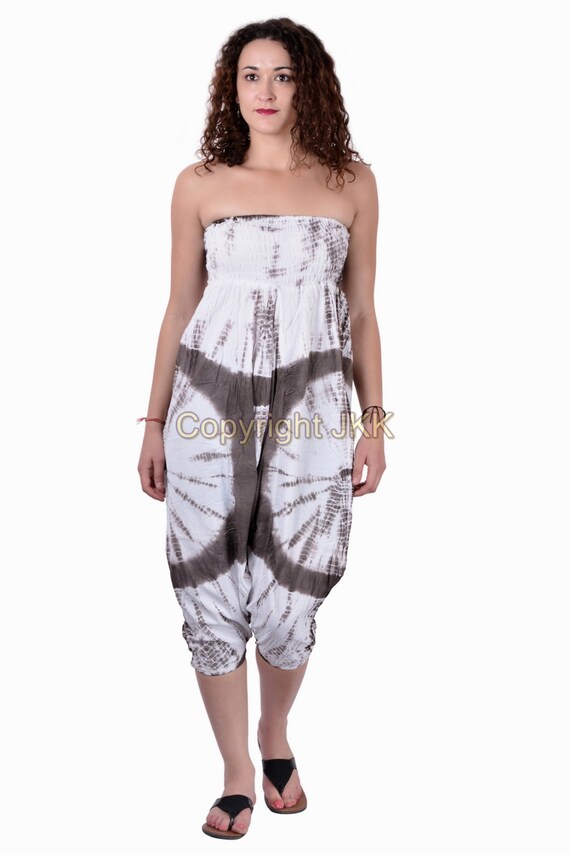 Indian Girls One Piece Dress Women Brown Cotton Casual Tie Dye Print Dress