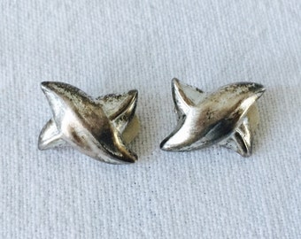 Vintage Givenchy Paris New York Silver Tone Clip On Earrings