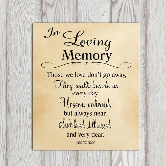 In loving memory printable Memorial table Wedding memorial