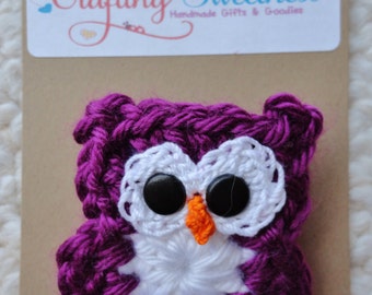 Handmade Crocheted Owl Pin