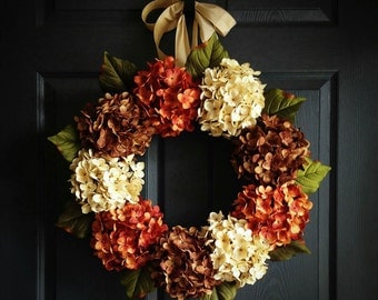 Hydrangea Door Wreath | Fall Wreath | Wreaths for Door | Front Porch Decor | Front Door Wreaths | Summer Wreath | Outdoor Wreaths