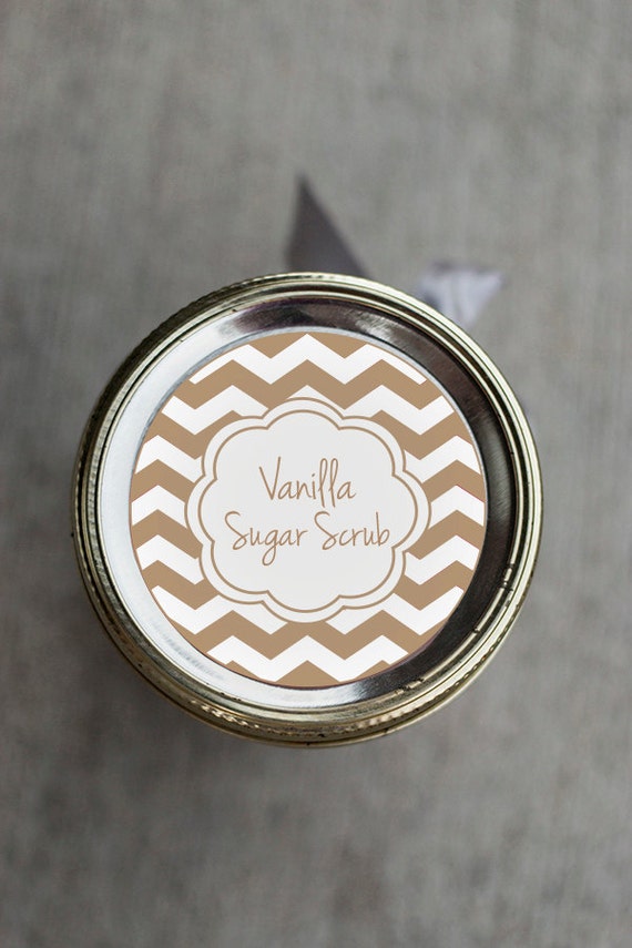 Printable Vanilla Sugar Scrub mason jar label Chevron jar